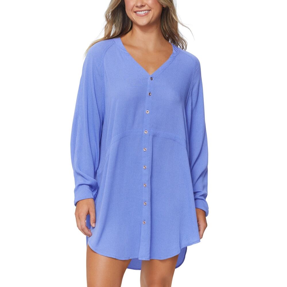 Raisins Juniors' Belize Beach Cover-up Tunic Top - Blue large - Picture 2 of 9